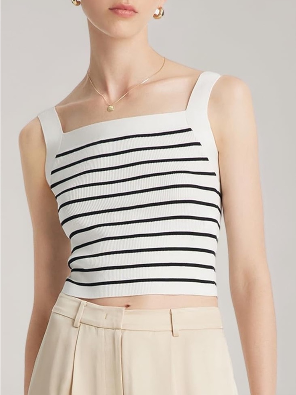 GOELIA Women's Square Neck Summer Ribbed Knit Tank Top